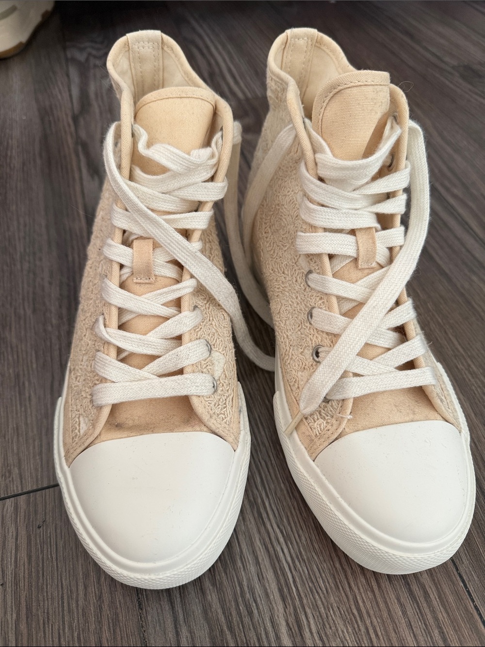 American Eagle Outfitters Beige High-Top Canvas Sneakers